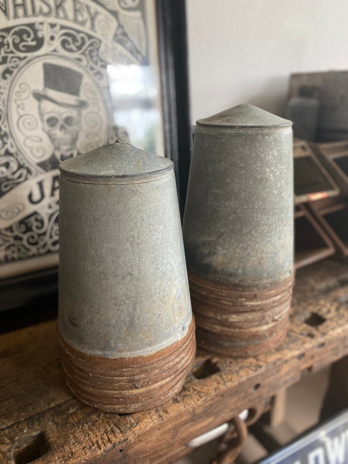 Lampenkap industrieel zink kap deksel lamp, Huis en Inrichting, Ophalen of Verzenden, Gebruikt