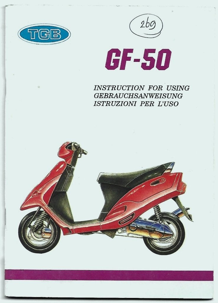 TGB GF50 handleiding handboek scooter (7504z), Verzenden, Zo goed als nieuw