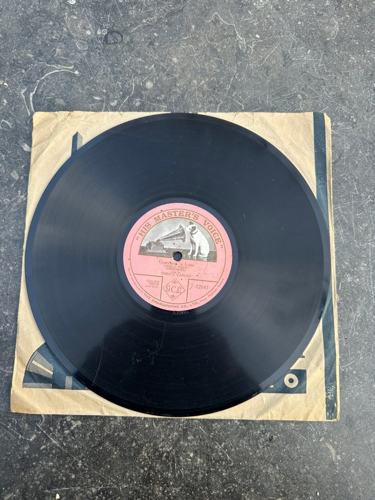 His Master's Voice schellak 78 toeren Enrico Caruso, Ophalen of Verzenden