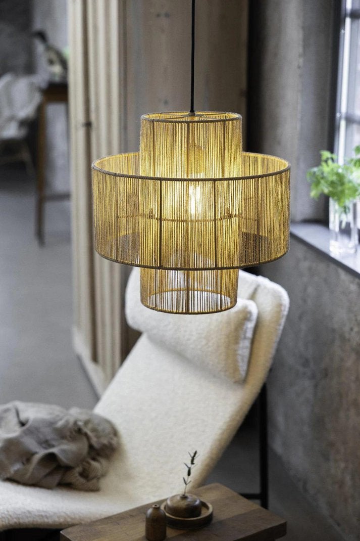 Hanglamp rotan / touw, Ophalen, Gebruikt, Natuurlijk materiaal, E27 (groot)