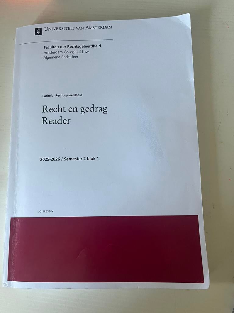 Uva Reader Recht en Gedrag, Ophalen of Verzenden, Alpha, Gelezen, WO