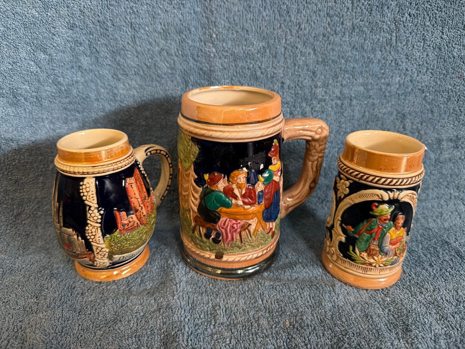 Set van 3 Vintage Duitse Bierpullen - Keramiek, Ophalen of Verzenden