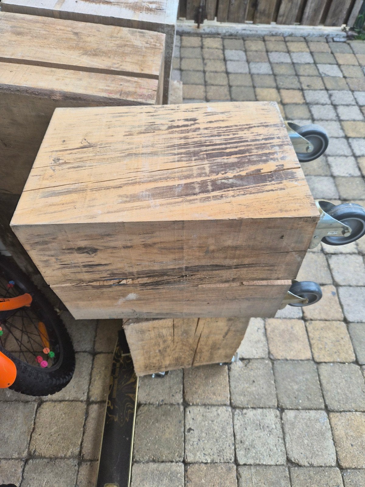 Eiken houten blokken op wielen - massief hout, Ophalen, Nieuw