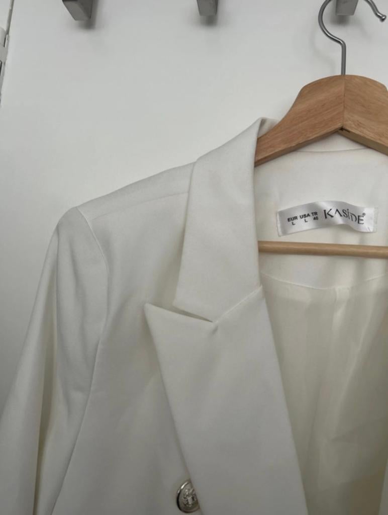 Witte double-breasted blazer van Kaside, Wit, Maat 42/44 (L), Ophalen of Verzenden, Zo goed als nieuw