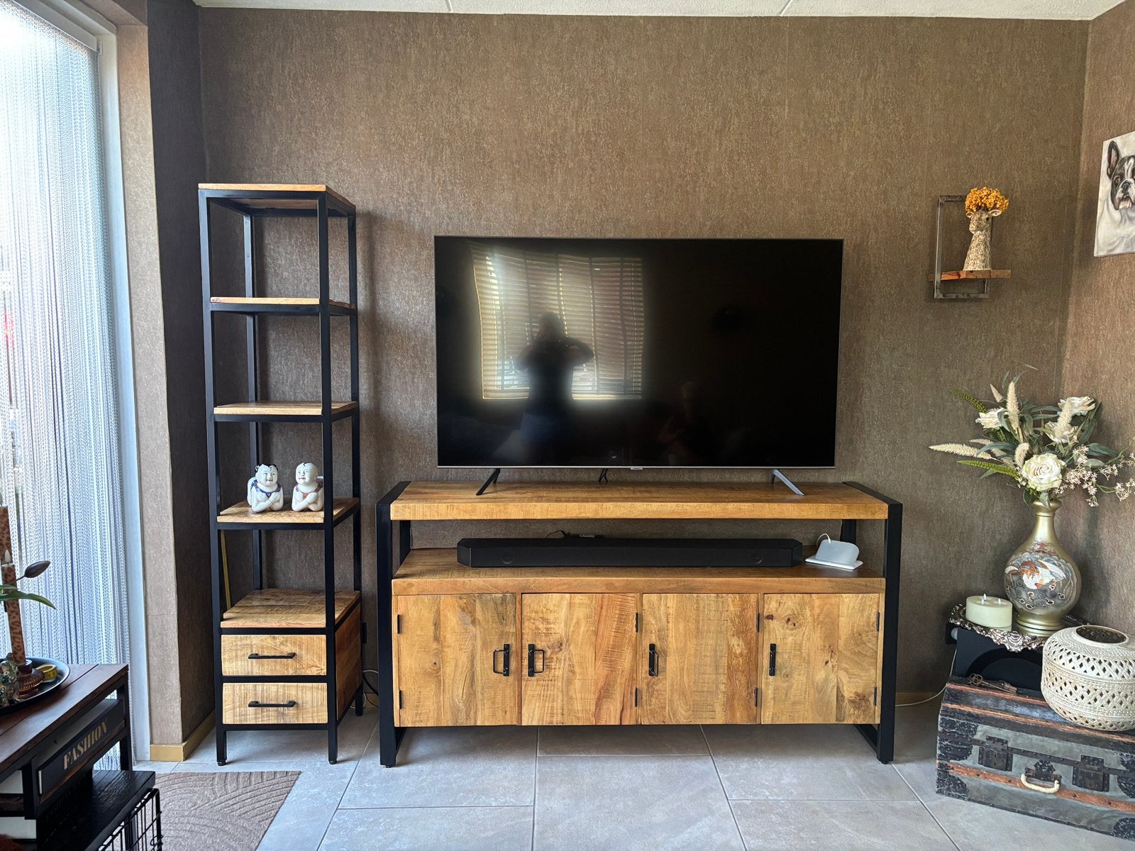 Complete industriele mangohouten set, Ophalen, Zo goed als nieuw, Minder dan 150 cm, Minder dan 100 cm