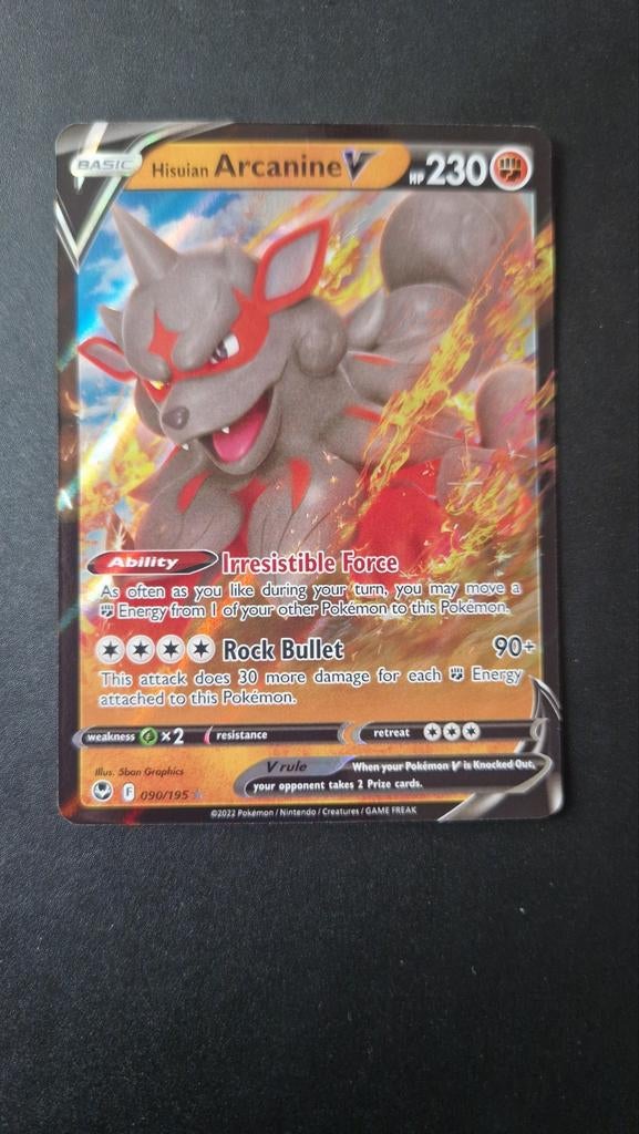 Hisuian Arcanine V 090/195 Silver Tempest Pokemon, Ophalen of Verzenden, Zo goed als nieuw, Losse kaart