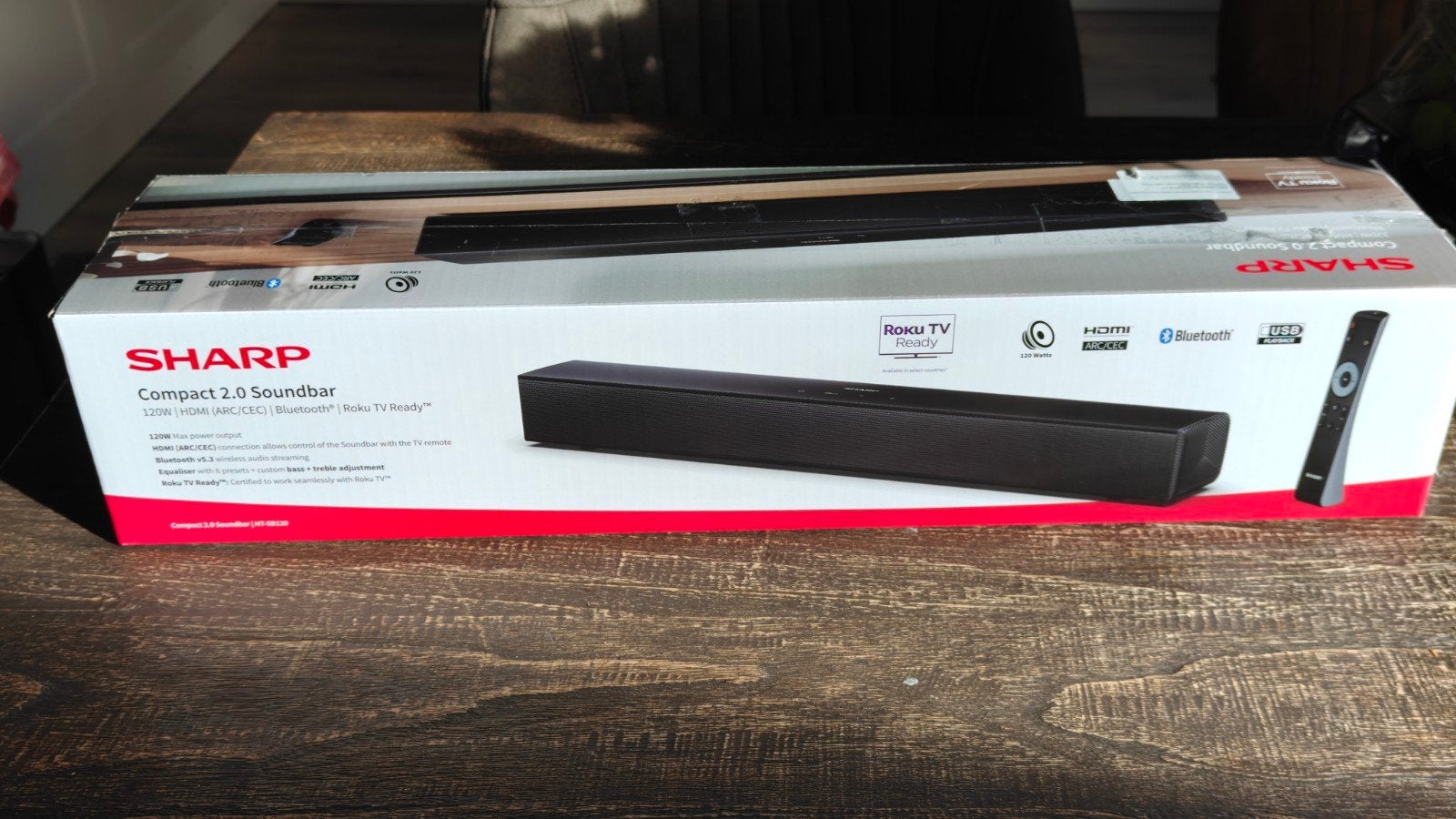 Nieuwe Sharp Compact 2.0 Soundbar HT-SB120 met Bluetooth, Ophalen, Bluetooth, Nieuw