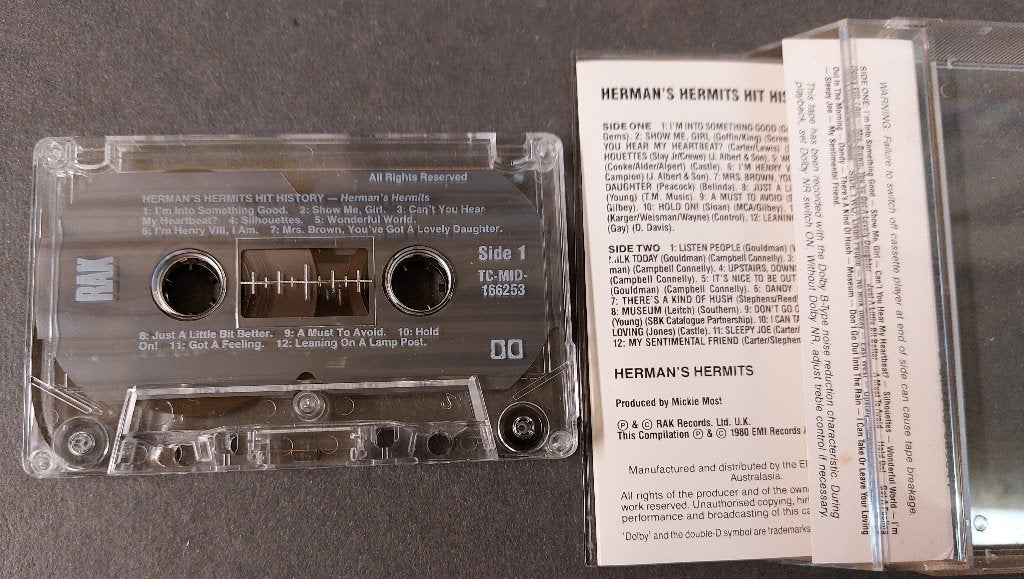 Herman's Hermits CASSETTE Hit History Best Of Australie, Gebruikt, 1 bandje, Ophalen of Verzenden, NvT