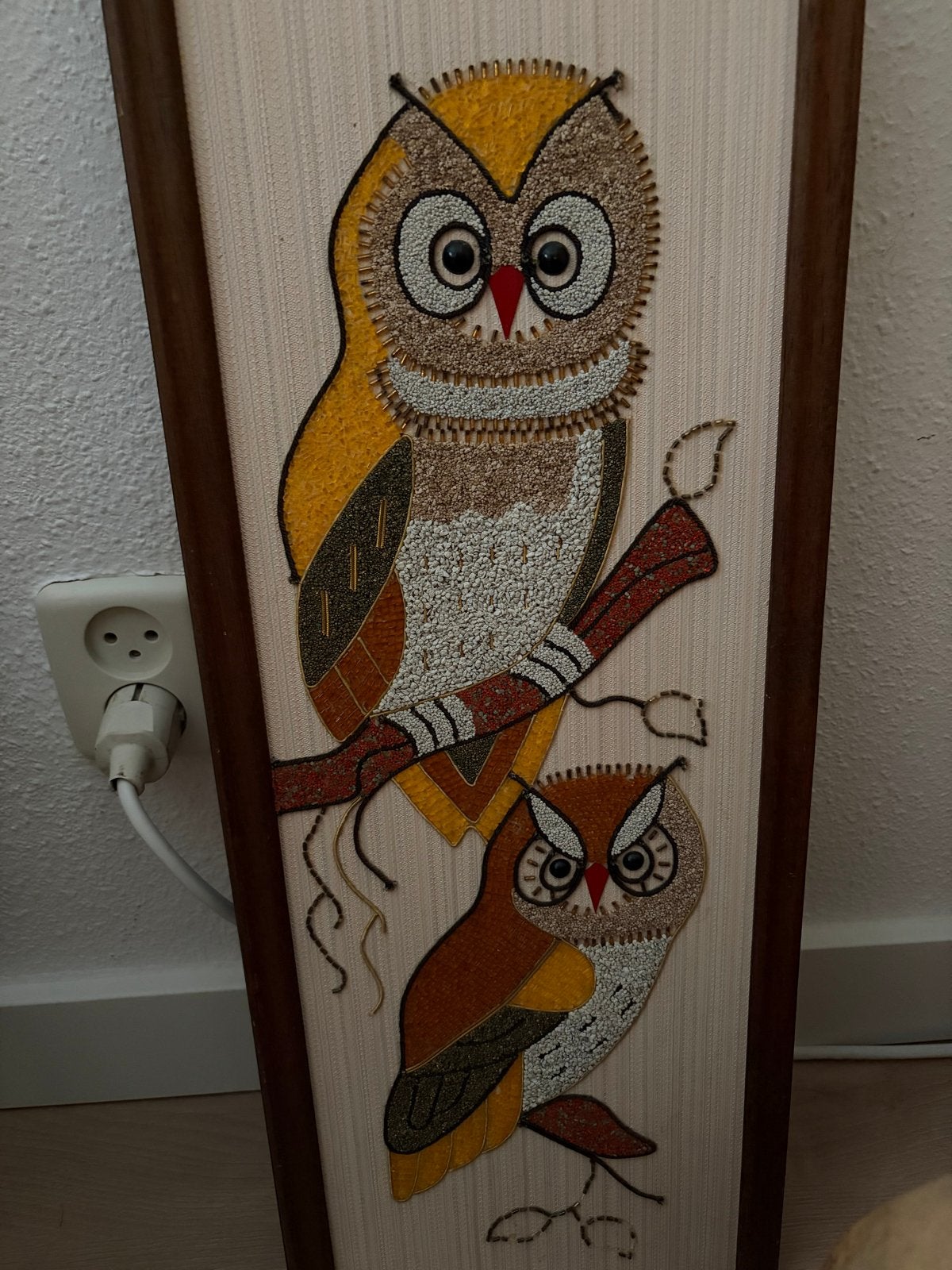 3x Mid-century wandpanelen met uilen en papegaai, Ophalen of Verzenden