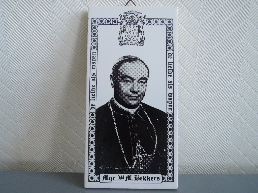 Herdenkingstegeltje van Mgr. Bekkers, Ophalen of Verzenden, Zo goed als nieuw, Overige typen, Christendom | Katholiek