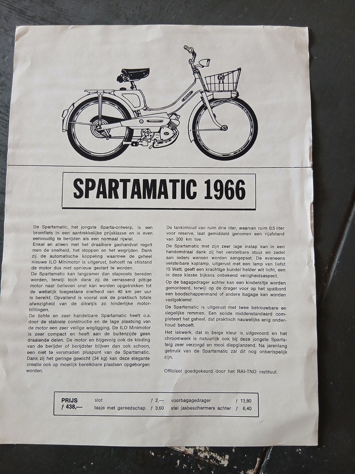 Spartamatic 1966, Fietsen en Brommers, Ophalen