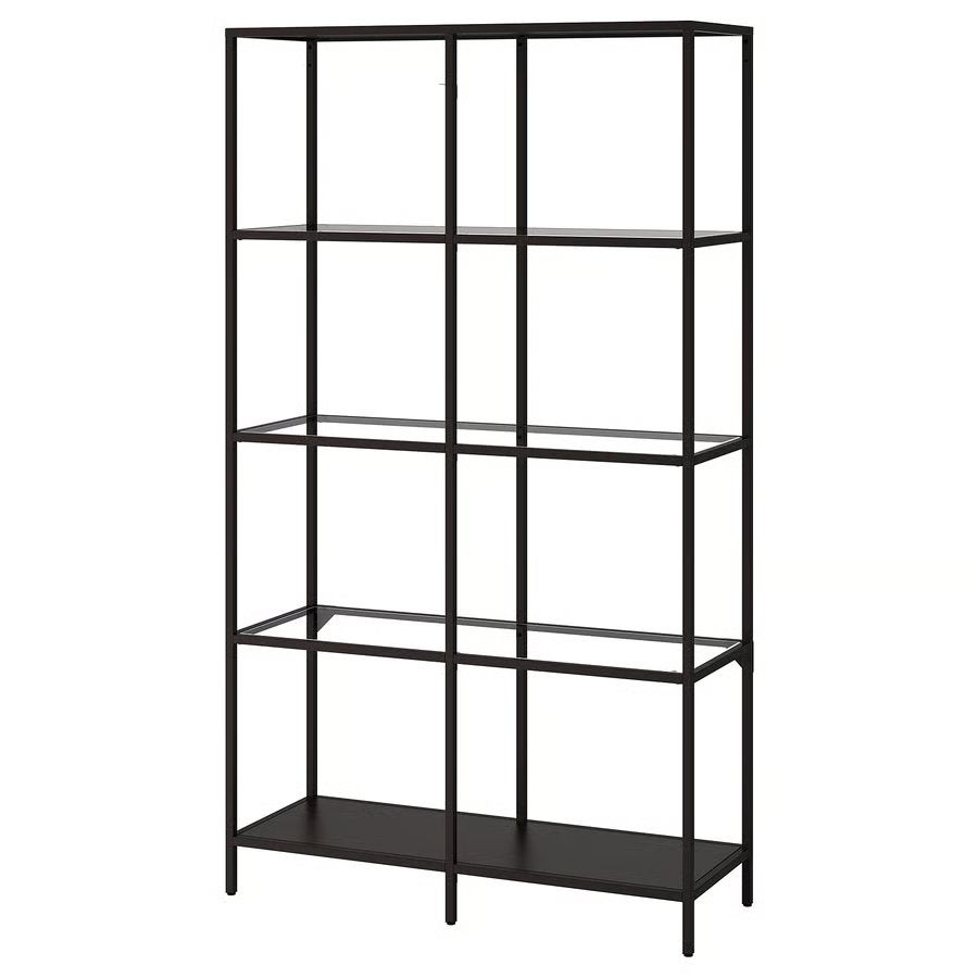 2x IKEA VITTSJÖ stellingkast zwartbruin/glas – gedemonteerd, Ophalen, Zo goed als nieuw