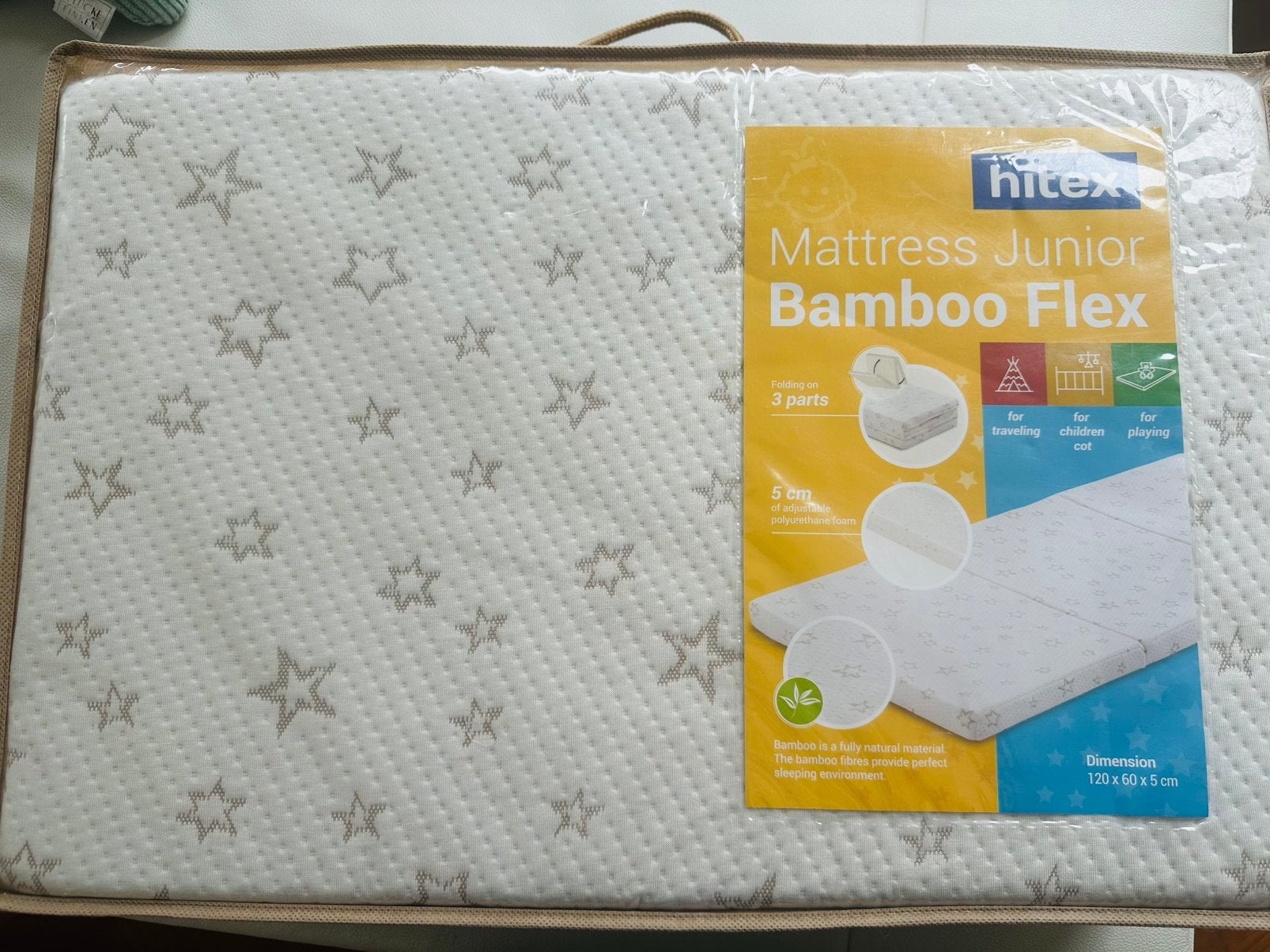 Folding children matress Bamboo 120X60, Ophalen, Nieuw, Minder dan 140 cm, Matras
