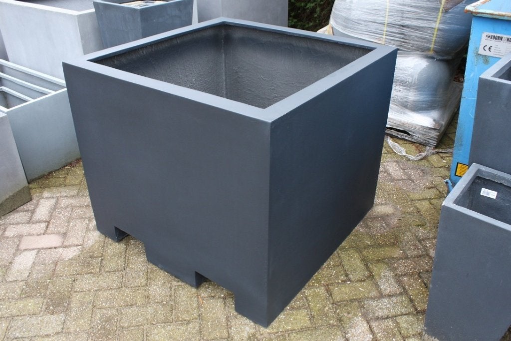 2 x grote bloembak bloempot Cube XXL antraciet Polystone, Tuin en Terras, Ophalen, Overige materialen, 100 cm of meer, Rond