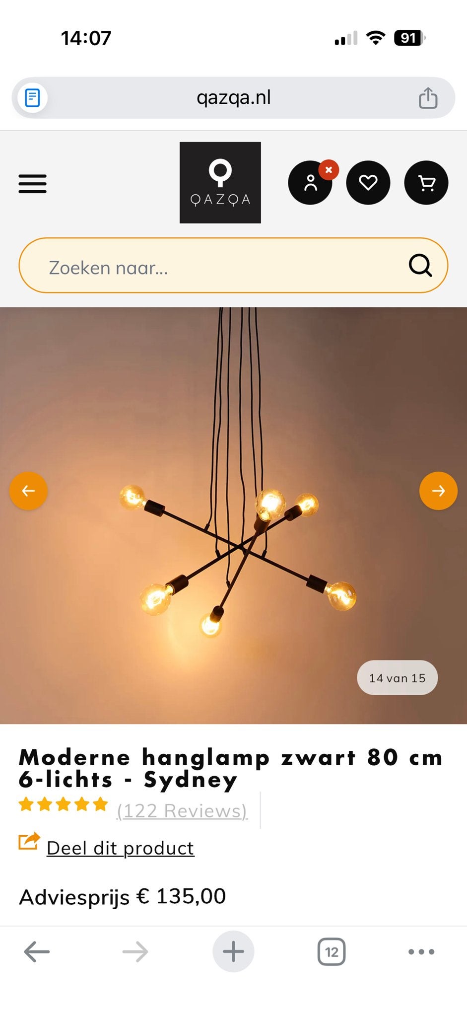 Moderne zwarte hanglamp 6-lichts - Sydney qazqa, Ophalen, Nieuw, Metaal, 75 cm of meer