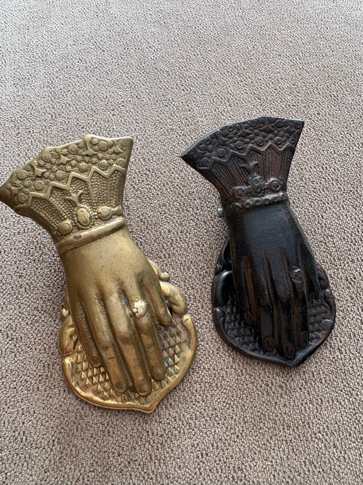 Vintage bronzen en koperen hand knijpers, Ophalen of Verzenden, Brons