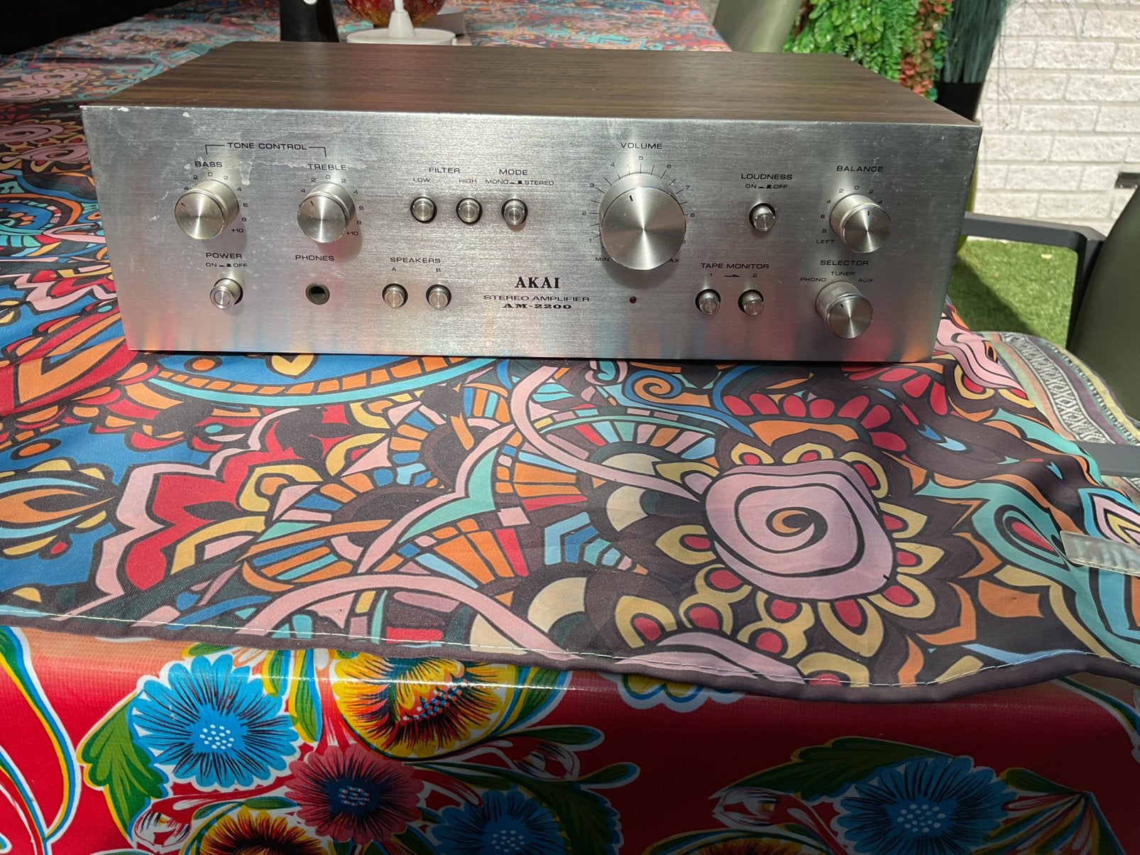 Vintage. Akai  stereo amplifier AM-2200, Ophalen of Verzenden, Gebruikt, 120 watt of meer, Overige merken