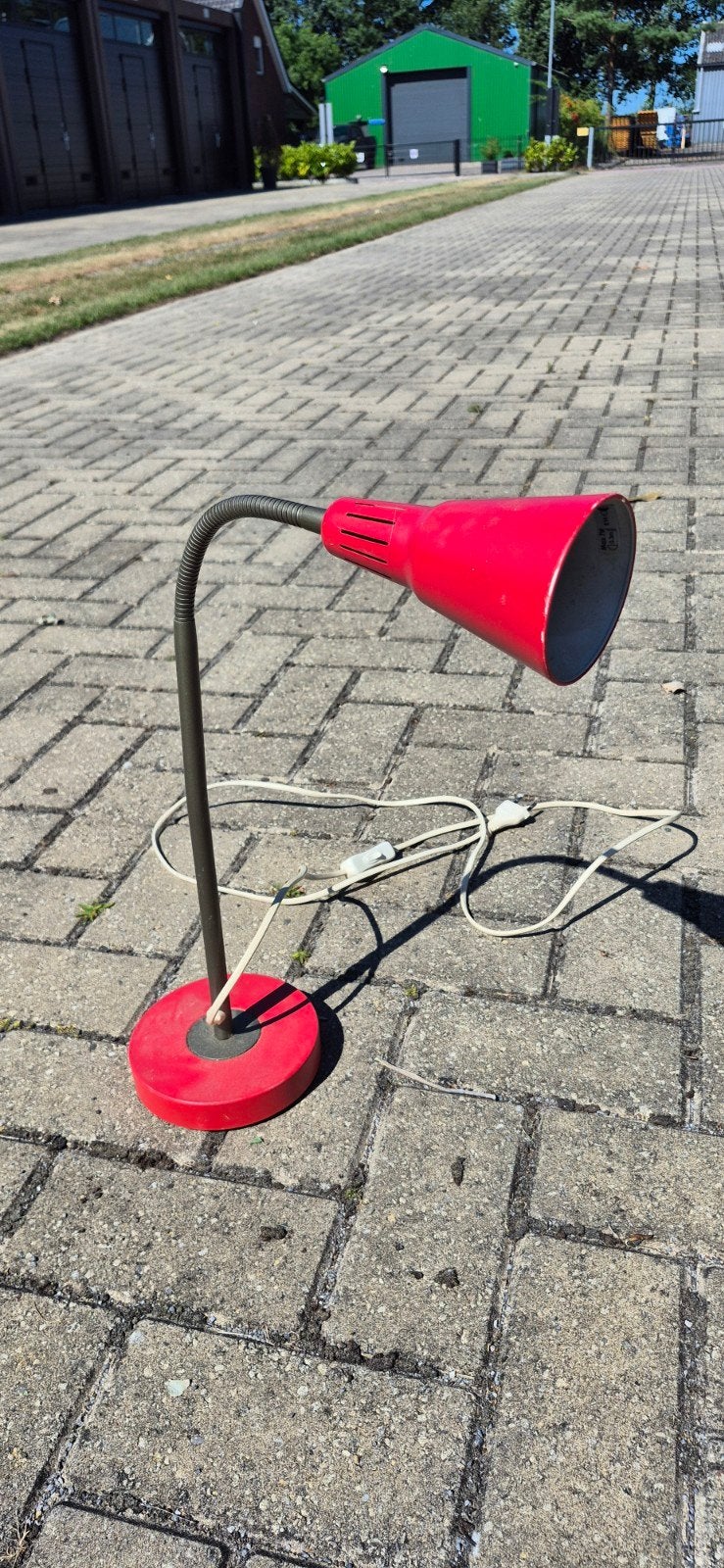 Vintage rode bureaulamp met flexibele arm, Ophalen