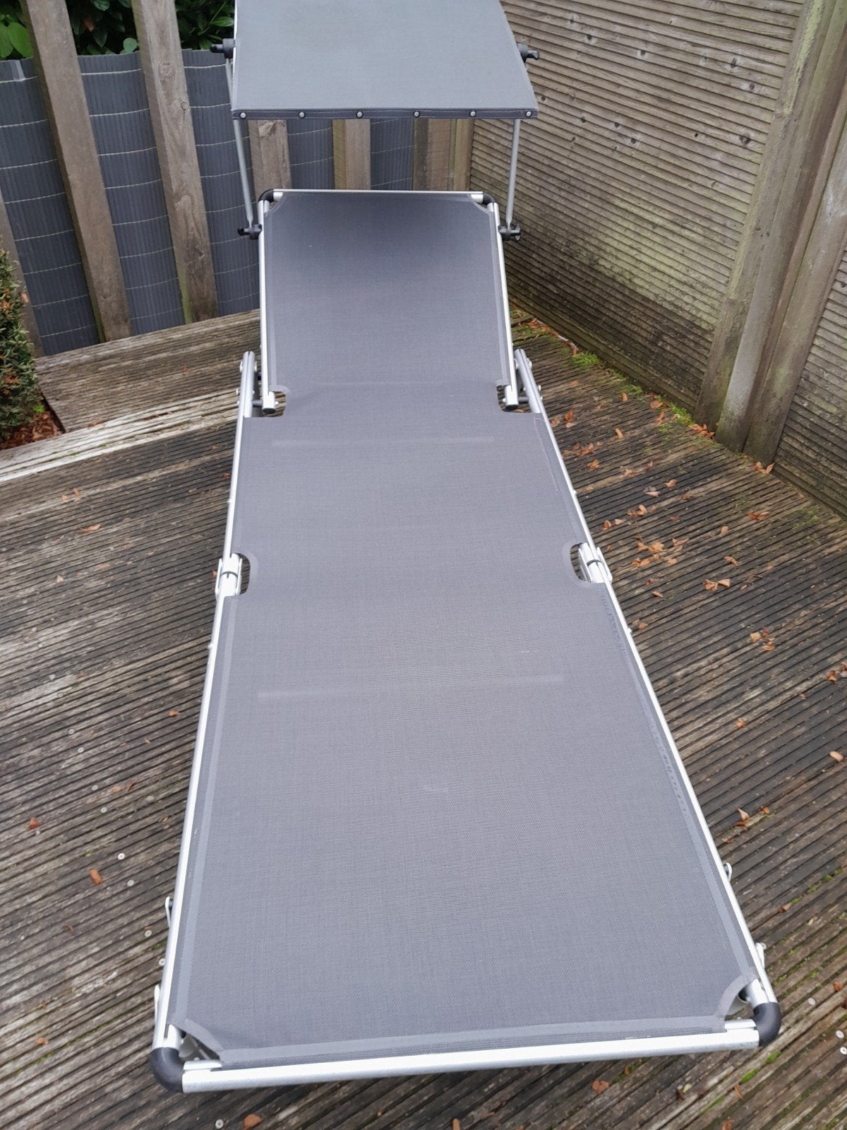 Ligbed met zonnescherm (Florabest)., Ophalen, Gebruikt, Aluminium