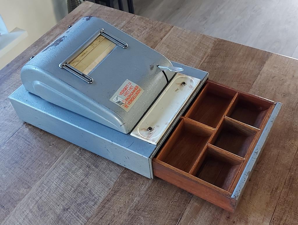 Vintage mechanische kassa Be Kroes jaren 50 Bekra, Ophalen of Verzenden, Gebruikt