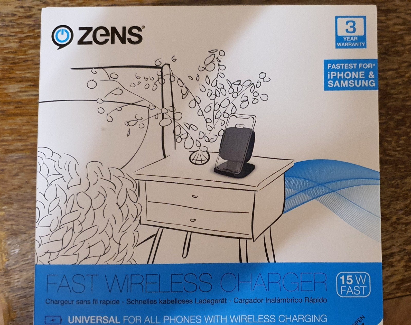 Zens Fast Wireless Charger 15W met Adapter, Zens, Draadloze oplader, Nieuw, Universeel