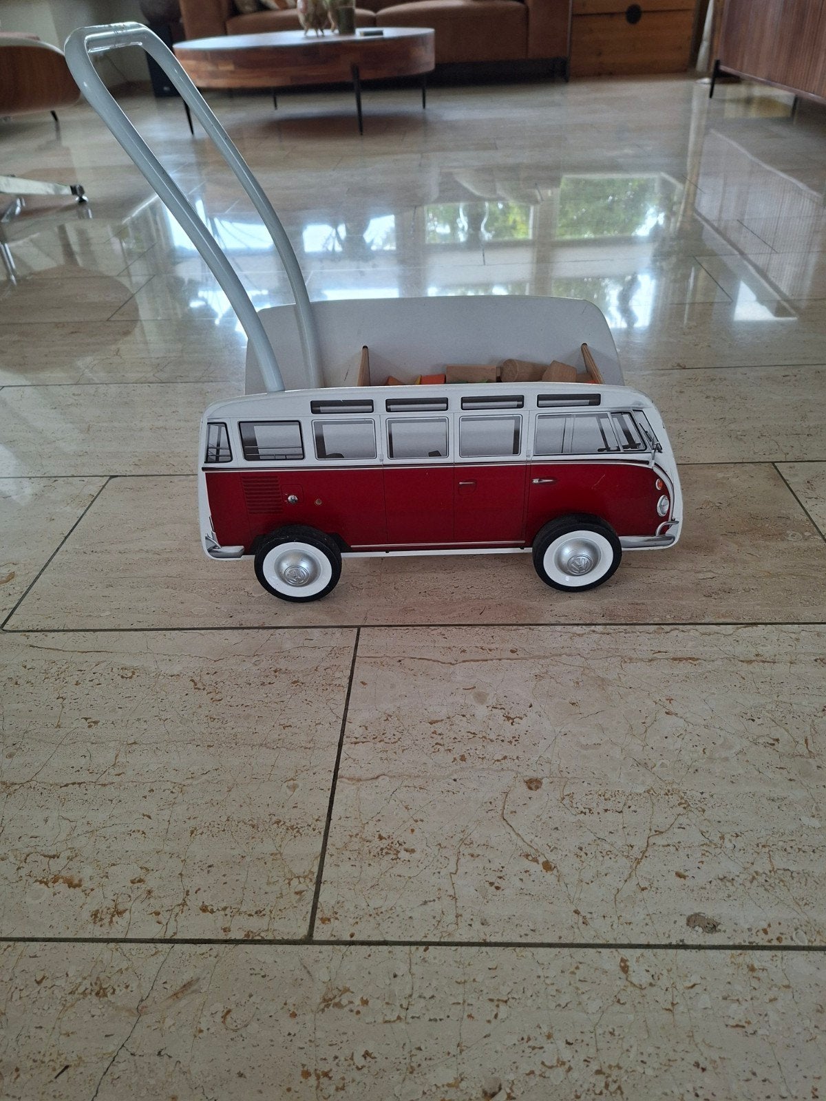 Houten loopwagen VW bus met blokken, Ophalen, Gebruikt