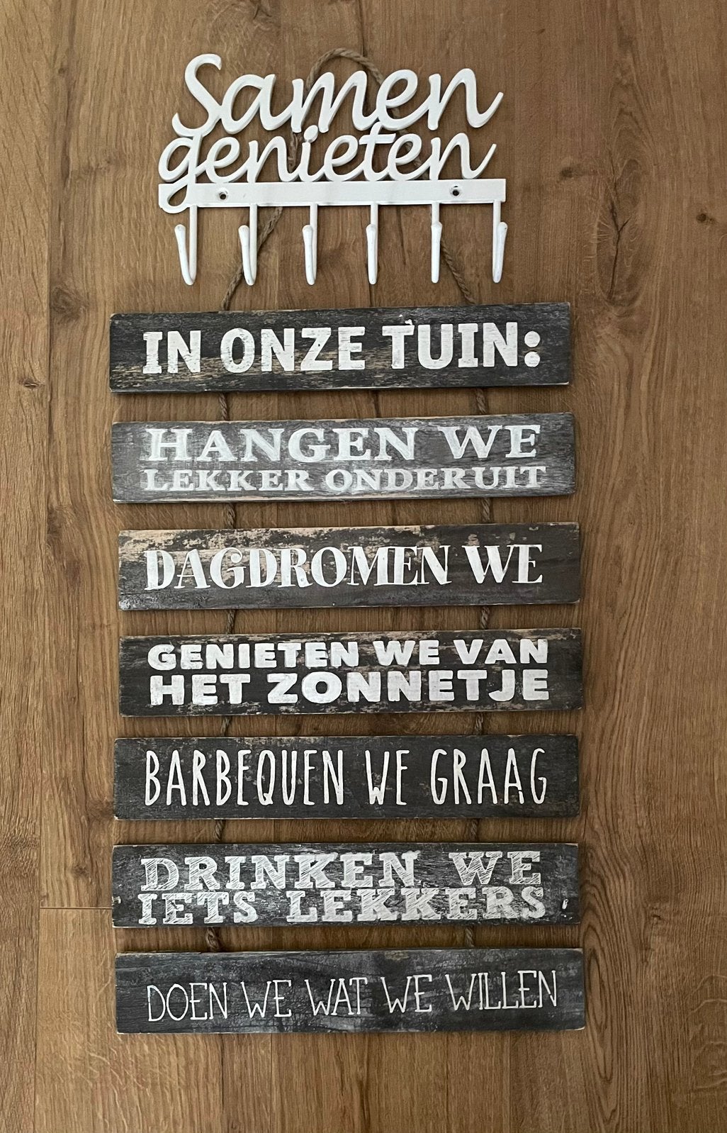 Tuin wandbord & Samen genieten rekje en barbecue accessoires, Ophalen of Verzenden, Gebruikt