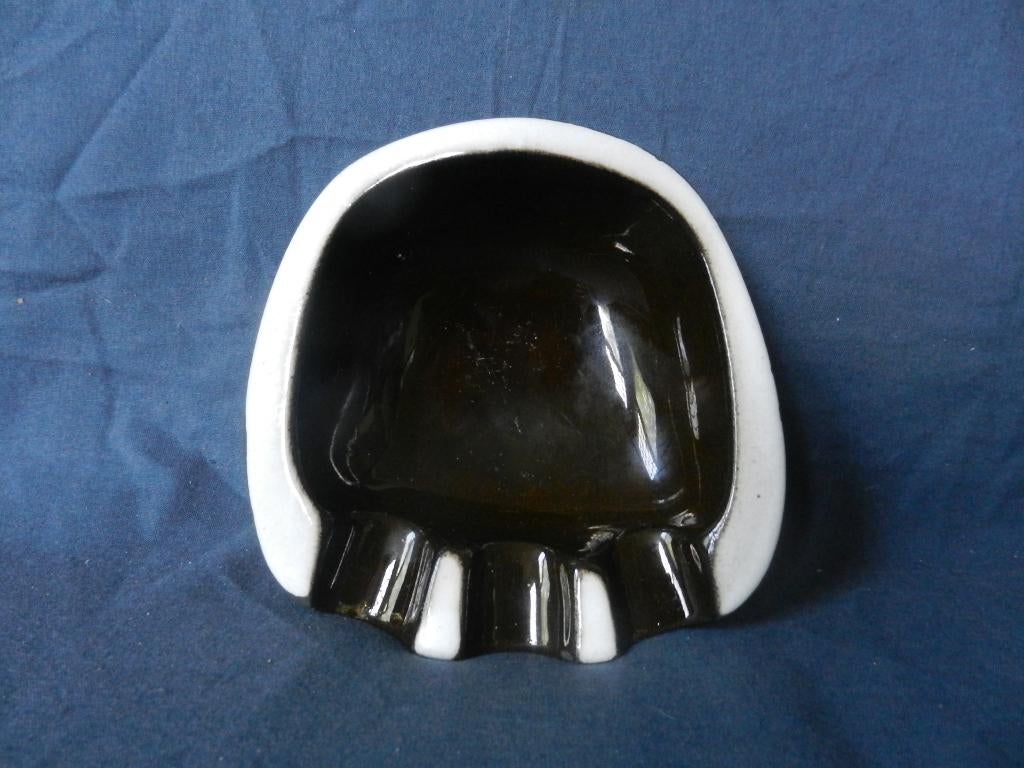 Ovale Ravelli asbak met wit en zwart glazuur hxb 6x13,5 cm, Ophalen of Verzenden