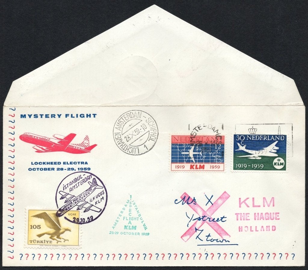 Mystery Flight KLM 1959 - Istanbul - Amst - Lockheed Electra, Verzenden, Envelop