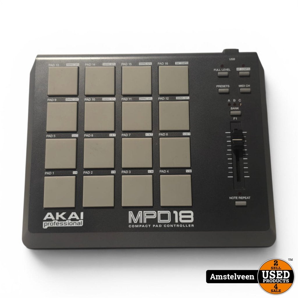 Akai MPD18 Compact Pad Controller | Nette Staat, Akai, Gebruikt, Support@akai.com, Akai Professional
200 Scenic View Drive
Suite 201
Cumberland, RI 02864
United States