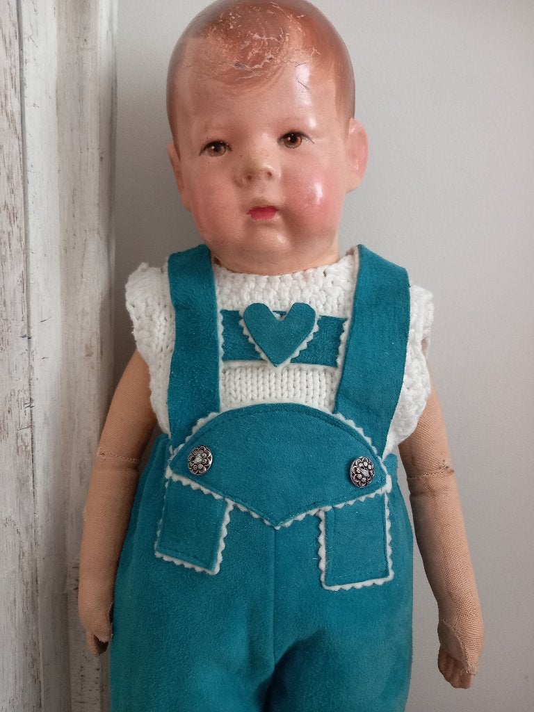 oud antieke poppen lederhozen met hemdje., Ophalen of Verzenden, Zo goed als nieuw, Kleertjes