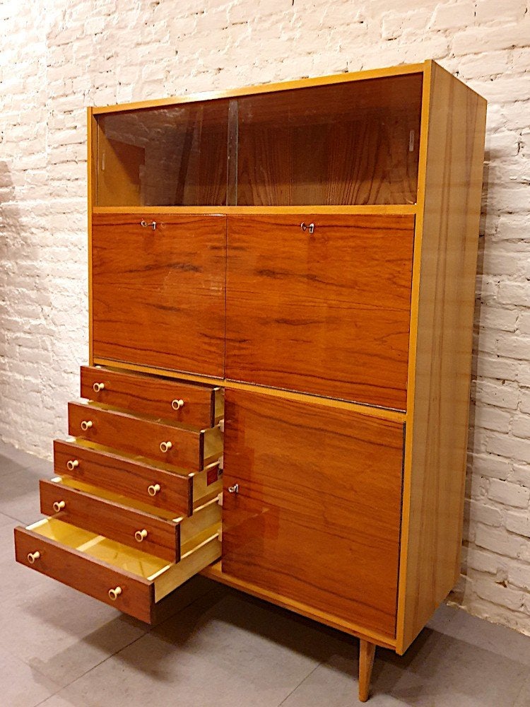Vintage 1960 Wand / Secretaire Ladenkast, Strak&functioneel, Huis en Inrichting, Kasten | Wandmeubels, Gebruikt, Minder dan 150 cm