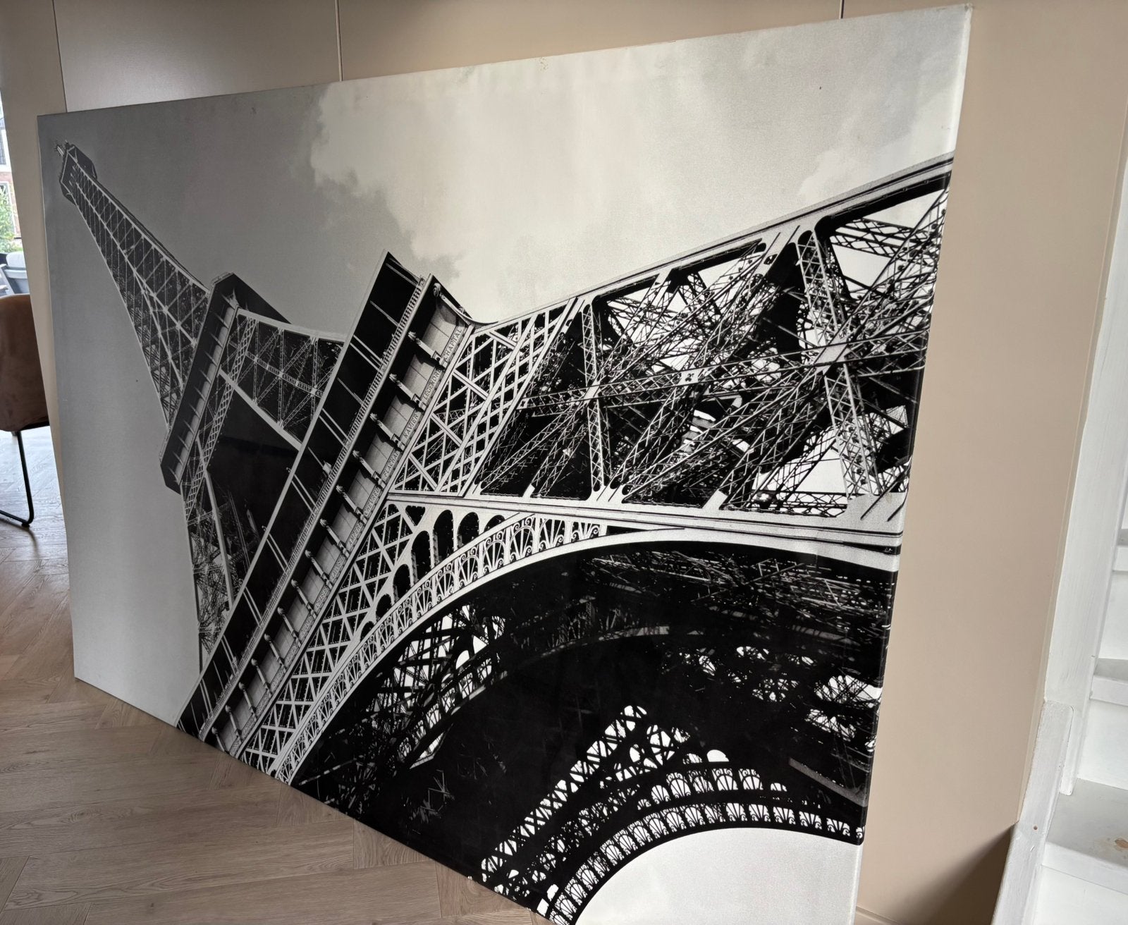 Groot canvas schilderij Eiffeltoren zwart-wit, Huis en Inrichting, Ophalen, 125 cm of meer, 75 – 100, Print