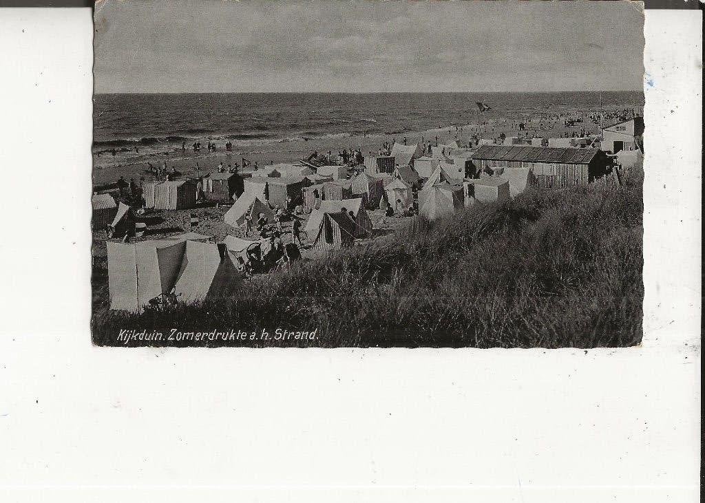 Kijkduin Zomerdrukte aan het strand v d Hoek, Ophalen of Verzenden, 1940 tot 1960, Gelopen, Zuid-Holland