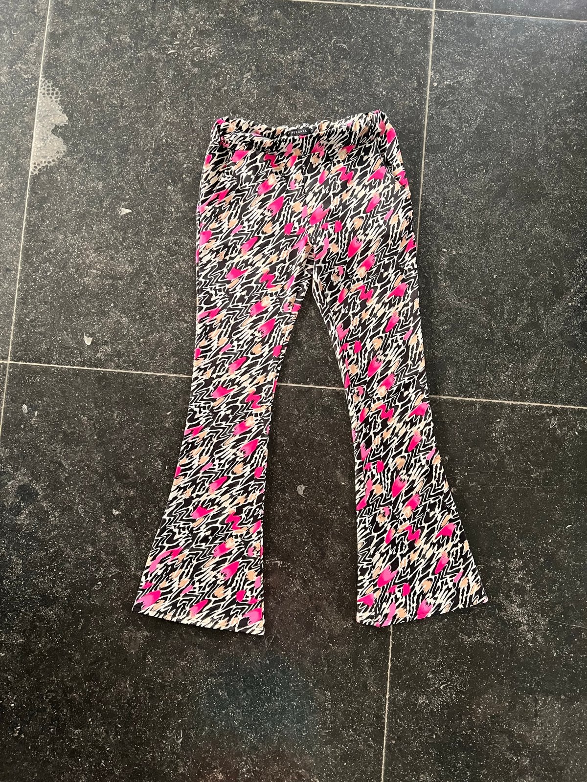 Nieuwe Pescara flared broek met zebraprint en roze accenten, Maat 38/40 (M), Nieuw, Lang, Meerkleurig