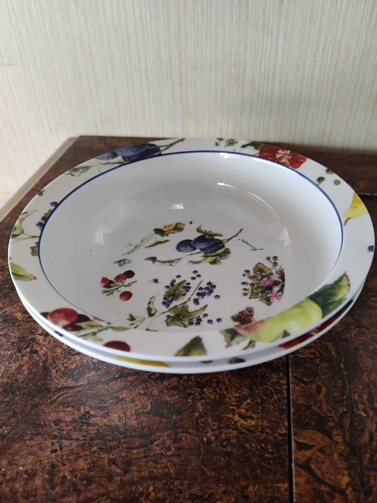 Mepal Rosti servies met fruitprint janneke brinkman- borden,, Gebruikt, Ophalen of Verzenden, Bord(en), Overige stijlen