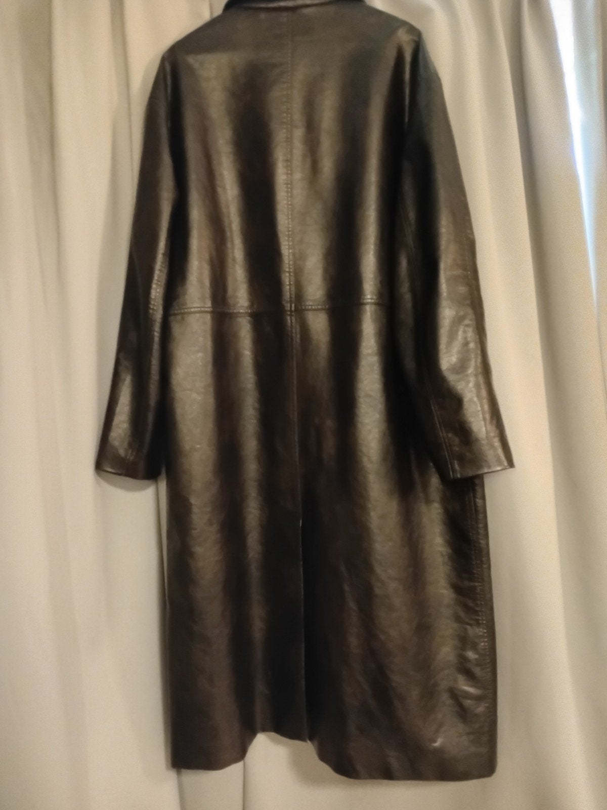 Lange leren jas van Bershka, maat L, Kleding | Dames, Jassen | Winter, Zwart, Maat 42/44 (L), Gedragen, Bershka