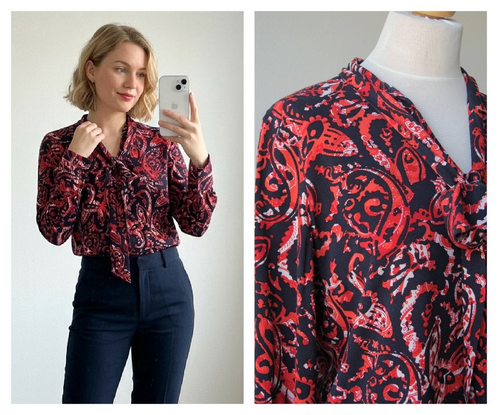 Sandwich - prachtige blouse in blauw/rood - maat 38, Maat 38/40 (M), Blauw, Ophalen of Verzenden, Zo goed als nieuw