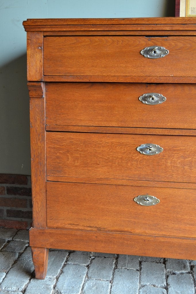 Prachtige antieke eiken houten Empire ladekast, dressoir., Verzenden