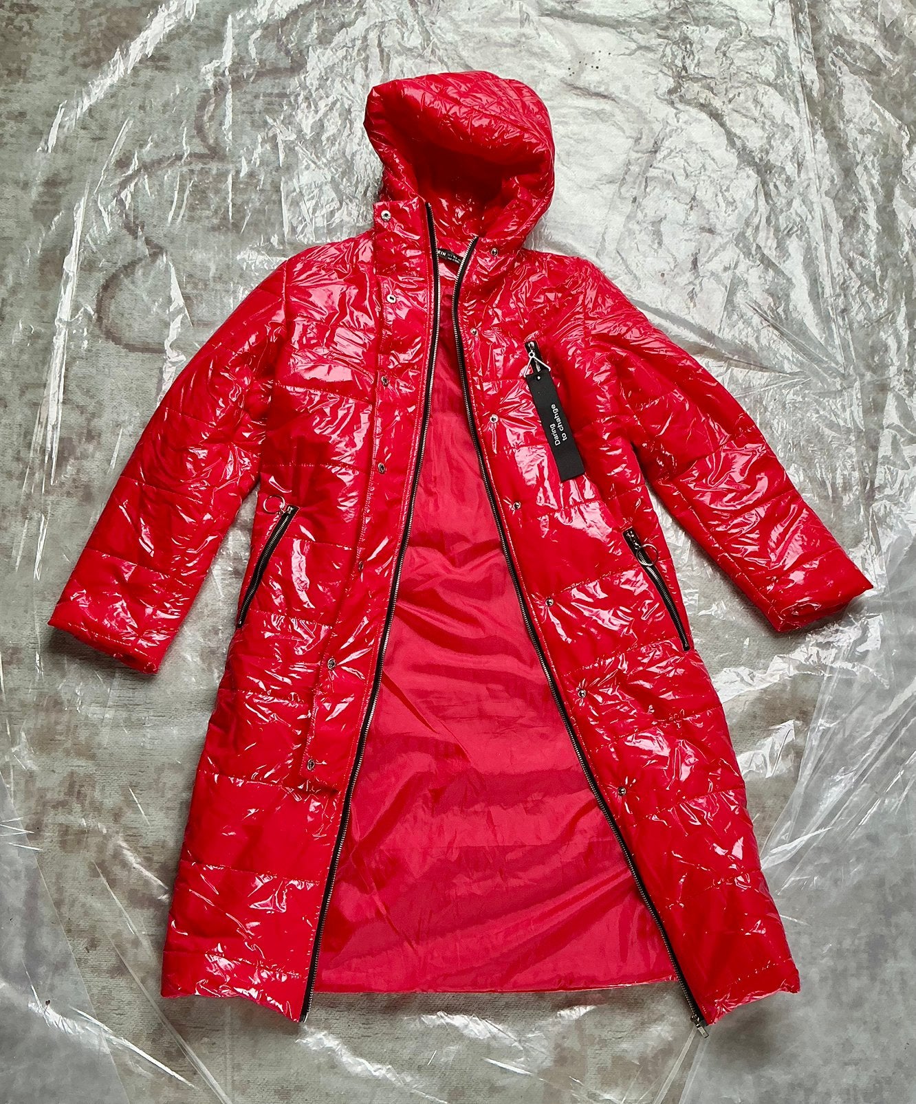 Sexy rode donsjas maat S van Shein NIEUW rits drukknoppen, Verzenden, Nieuw, Maat 36 (S), Rood