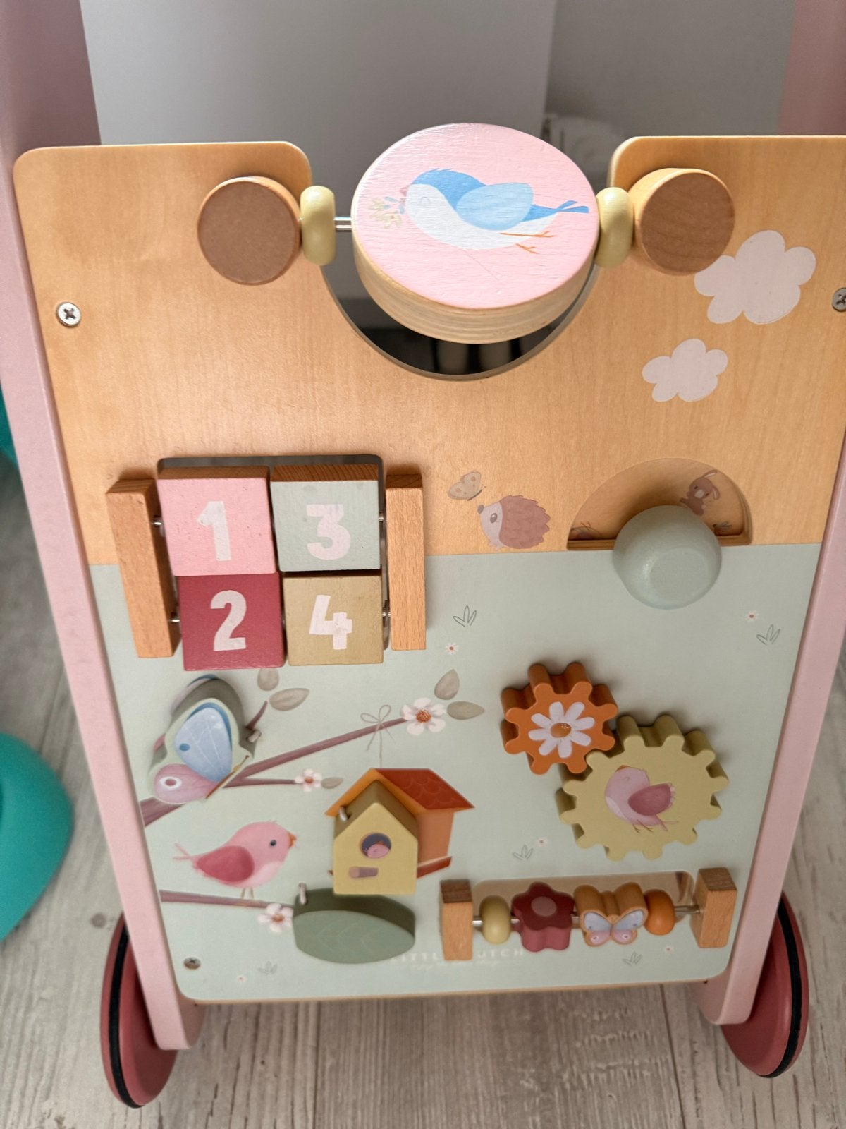 Little Dutch Roze Houten Loopwagen met Activiteiten, Ophalen, Zo goed als nieuw, Overige typen, Met wieltjes