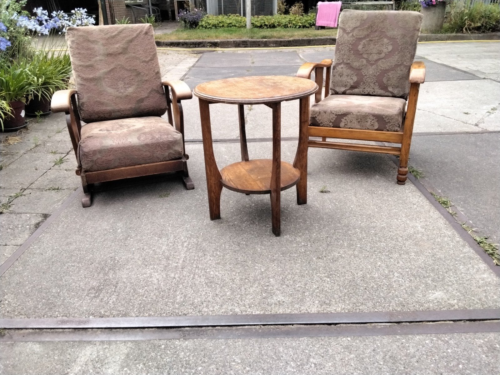 2 rookstoelen met tafeltje, Antiek en Kunst, Ophalen