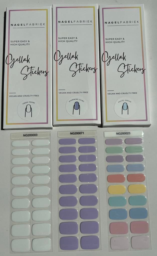 Nagelfabriek Gellak Stickers Pastel Set, Verzenden, Zo goed als nieuw, Handen en Nagels