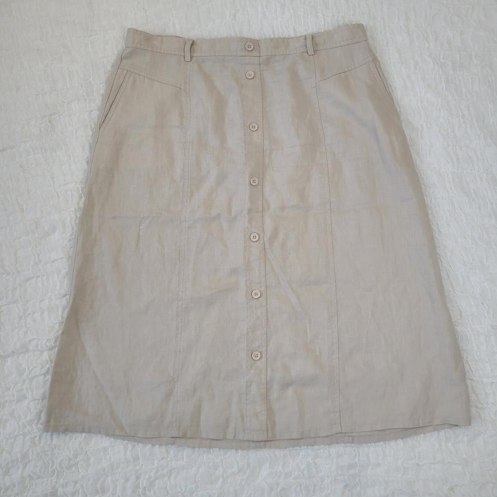 Peter Hahn linnen rok 48 100% linnen beige, Beige, Maat 46/48 (XL) of groter, Ophalen of Verzenden, Zo goed als nieuw