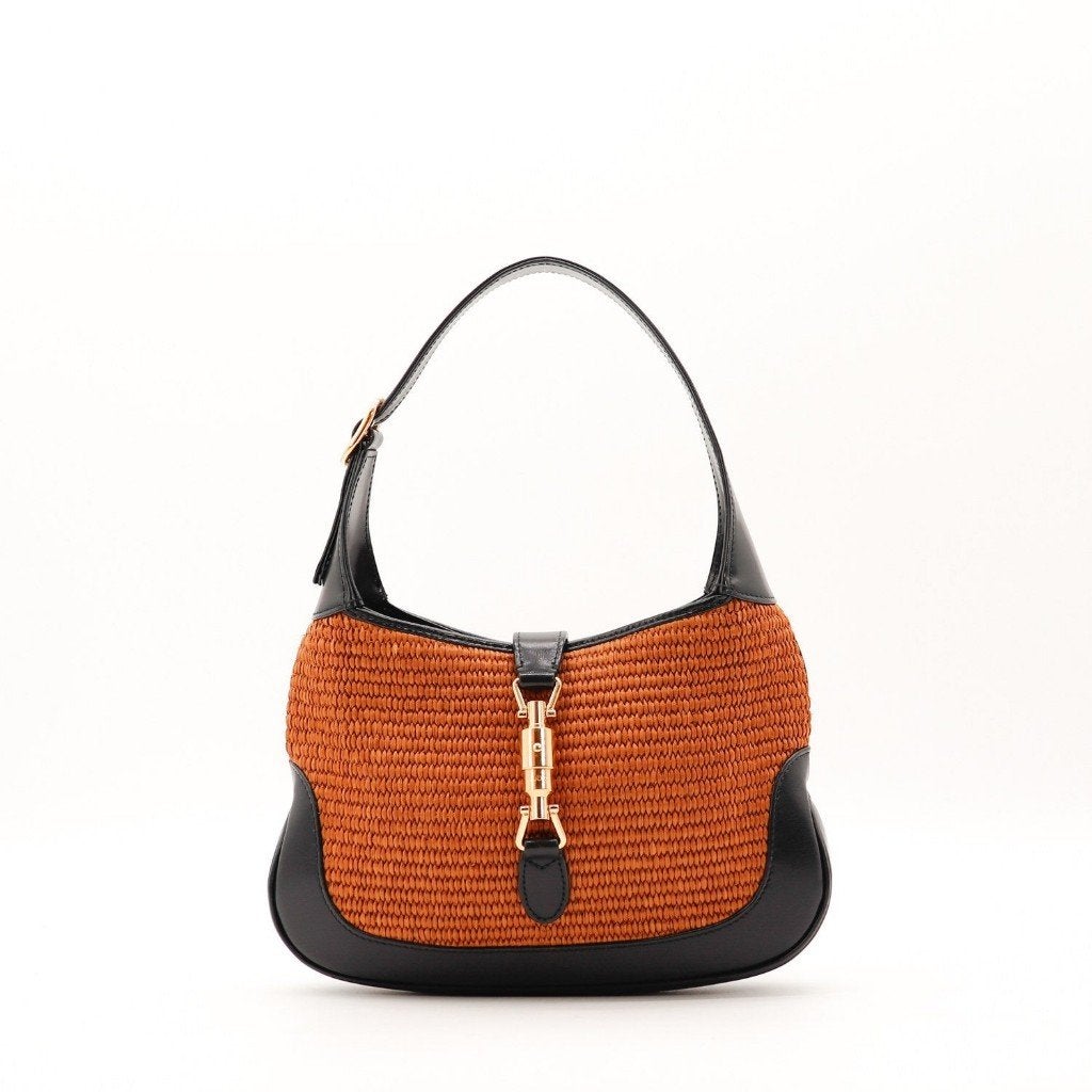 Gucci Jackie Raffia handtas, Sieraden, Tassen en Uiterlijk, Verzenden, Gebruikt, Zwart, Handtas