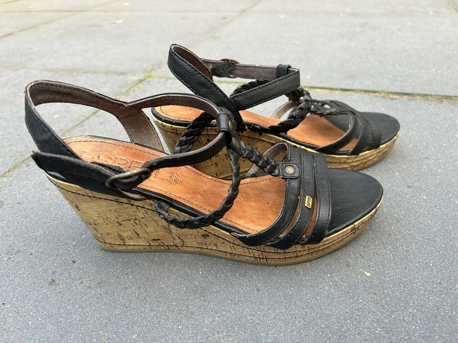 Esprit sandalen met sleehak zwart maat 39, Ophalen of Verzenden, Zo goed als nieuw, Zwart, Overige typen