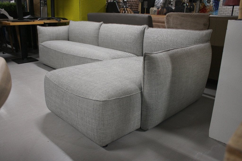 Luxe grijze hoekbank VASA Jess design stof grijs lounge