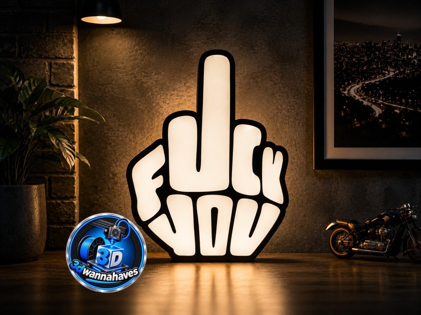 Fuck You Middelvinger Lichtbak - Unieke Decoratie, Met schakelaar, Overige merken, Kunststof, Meerkleurig
