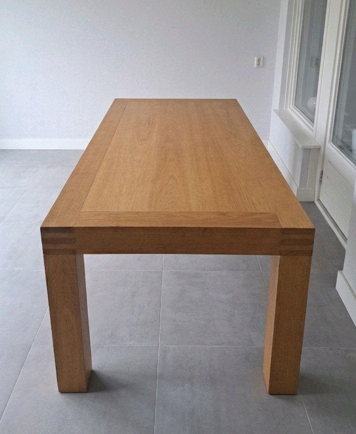 Eikenhouten eettafel 100x220cm met lichte gebruikerssporen, Ophalen, Gebruikt, 100 tot 150 cm, Eikenhout
