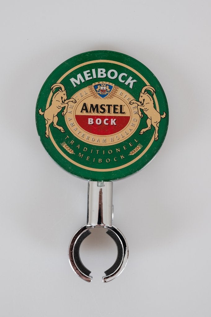 Amstel Meibock tapruiter, Ophalen of Verzenden, Zo goed als nieuw, Reclamebord, Plaat of Schild, Amstel